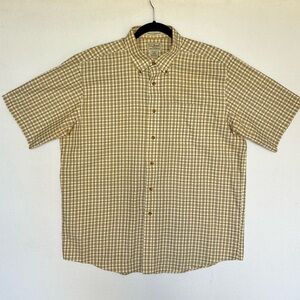 L.L. Bean Men's Beige/brown Plaid Button Down Shirt Size Large Reg